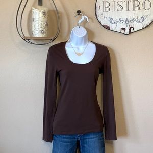 Zenana Outfitters Long Sleeve Brown T-Shirt